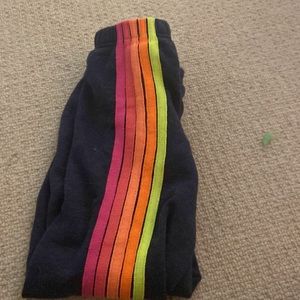 Kids size 14 aviator nation sweatpants neon stripe navy blue